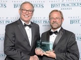 Gary Nelson, Vice Chairman of the Board from INTEGRA Biosciences, accepting the award from Jeff Frigstad, Global Senior Vice President of Best Practices from Frost & Sullivan.