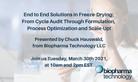 Chuck Hauswald, from Biopharma Technology LLC will be guest speaker at the SP LyoLean webinar 
