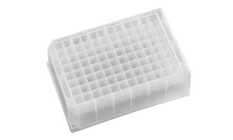 96-well square, 1.2 ml deep well microplate featuring round well bottoms 