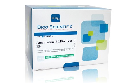 The sensitive MaxSignal Amantadine ELISA Test Kit, with detection limits of 0.25 ppb in meat, is bas